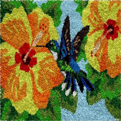 LovelyLust.com Hummingbird Yellow Flower Rug Making Latch Hooking Kit ...
