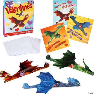 Playhouse Flying Dragons Valentines Day Cards for Kids, 28 Card Pack