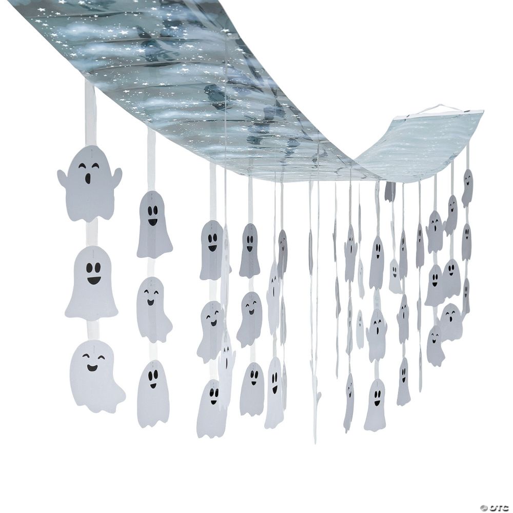 12 1/2" x 12 ft. Halloween Hanging Ghosts Ceiling Decoration White