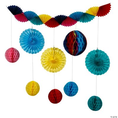 Milay honeycomb mix color paper ornaments, set of 6