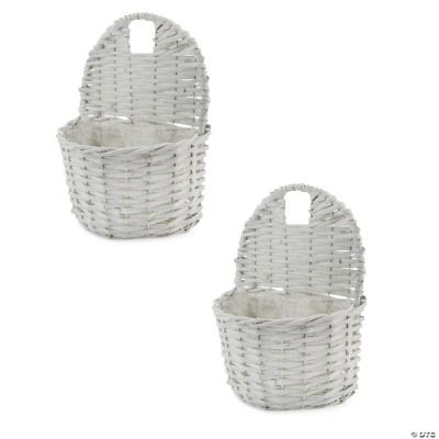 Wall Pocket Baskets 2pk; White Door Hanging Flower Baskets, Choose ...