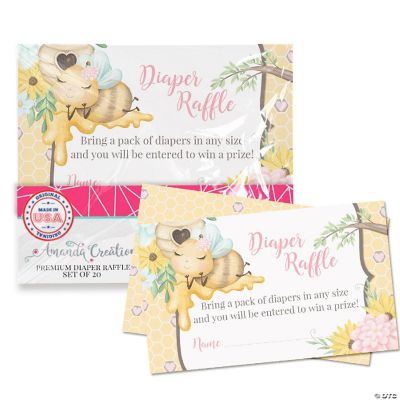 AmandaCreation Little Girl Honey Bee Diaper Raffle Tickets 20pc