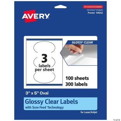 Sticker Paper Glossy Clear Oval Labels 3.33 X 2 Inch - 80 Glossy ...