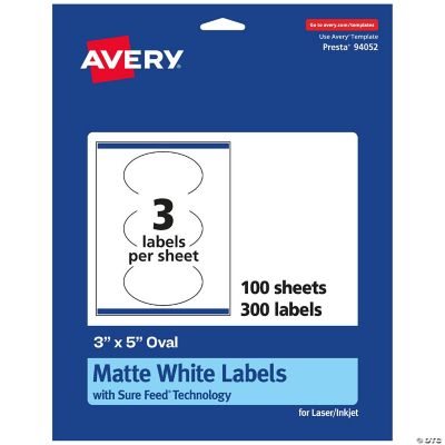 Avery Matte White Oval Labels, 3" x 5", 300 Labels | Oriental Trading