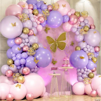 ALLIN1 Pink & Purple Balloon Arch Kit with BONUS Gold Butterfly