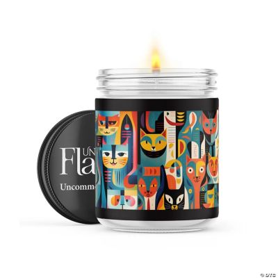 Abstract Cats 22oz Candle Jar Sea Salt & Peony Flame