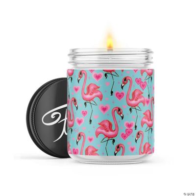 Flamingo With Hearts Aqua 22oz Candle Jar Inner Peace Miss Fluff