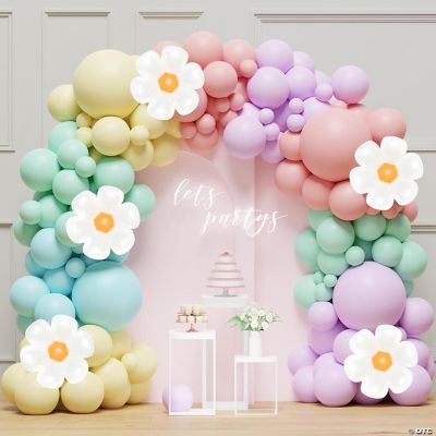 Daisy Balloon Arch Garland Kit 136Pcs Pastel Rainbow Balloon Arch Kit