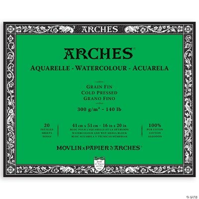 Arches Aquarelle Cold Pressed Watercolor Block 16"X20" 140lb, 20