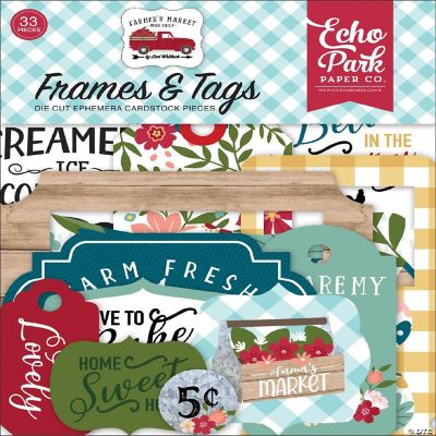 Echo Park Farmer's Market Ephemera Pack - 33 Cardstock Frames & Tags For Crafting