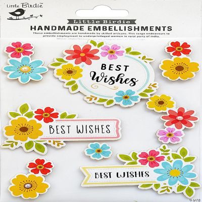 Little Birdie Sticker Embellishment 8/PkgBest Wishes Floral Oriental