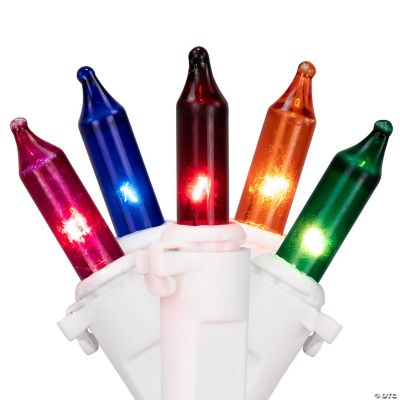 20ct Multi-Color Mini Christmas Lights 2.5" Spacing 5ft White Wire ...