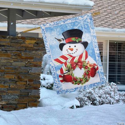 Snowman with Top Hat Outdoor Christmas House Flag 40" x 28