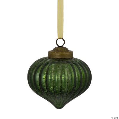 3" Green Crackle Glass Onion Christmas Ornament Oriental Trading