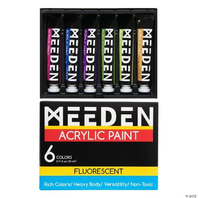 MEEDEN Fluorescent Acrylic Paint Set, Heavy Body Neon Oriental Trading