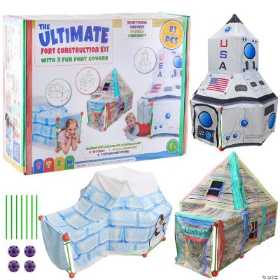 Ultimate Play Fort Kit 83pc Set, Stick and Ball Fort Kit w/ 3 Tent Covers