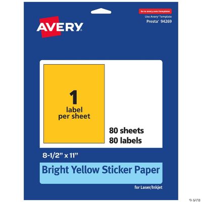 Avery Printable Sticker Paper, Bright Yellow, 8.5" x 11", 80ct ...