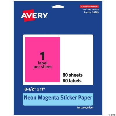Avery Printable Sticker Paper, Neon Magenta, 8.5" x 11", 80ct ...