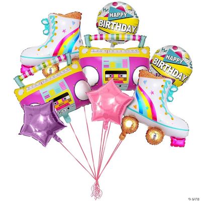 8 PCS Roller Skate & Boombox Balloons 80s 90s Retro Party Decorations