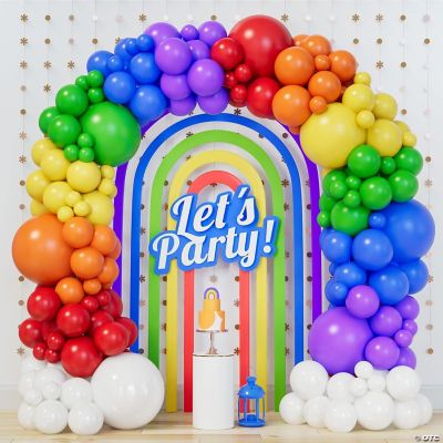 140pcs Rainbow Latex Balloons in Assorted Sizes for Parties & Decor