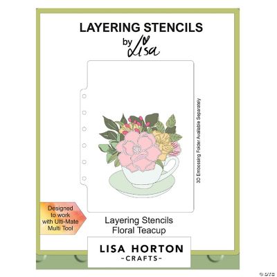 Lisa Horton Crafts Layering Stencils 5 quot X7 quot Floral Teacup Oriental Trading