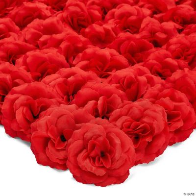 50 Pack Red Roses Artificial Flowers Bulk, 3 Inch Stemless Fake Silk ...