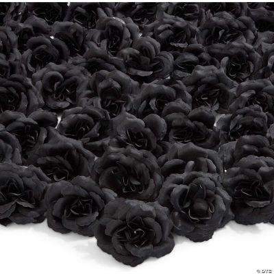 50 Pack Black Roses Artificial Flowers Bulk, 3 Inch Stemless Fake Silk ...