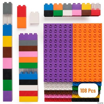 Classic Big Bricks Tower Set, Rainbow Colors, 12 7.5”x3.75” Base Plates ...