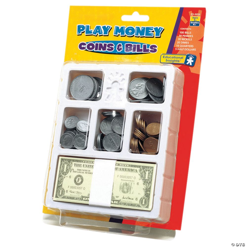 Educational Insights Play Money, Coins & Bills Tray