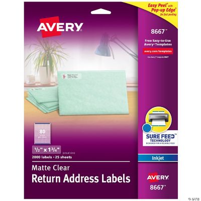 Avery Matte Clear Return Address Labels, Sure Feed Technology, Inkjet