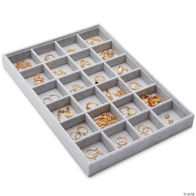 12-Piece Velvet Jewelry Organizer Tray Set - Drawer Inserts For Earrings, Rings, Necklaces, Watches