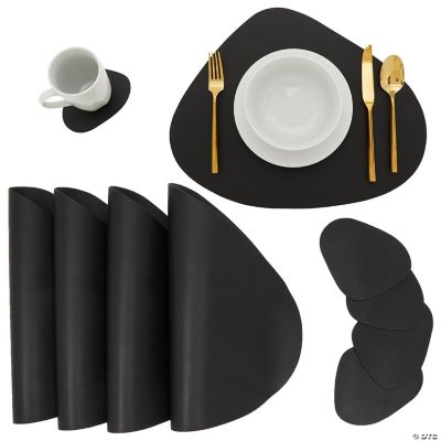 Set of 4 Wedge Placemats for Round Dining Tables with Matching Coasters ...