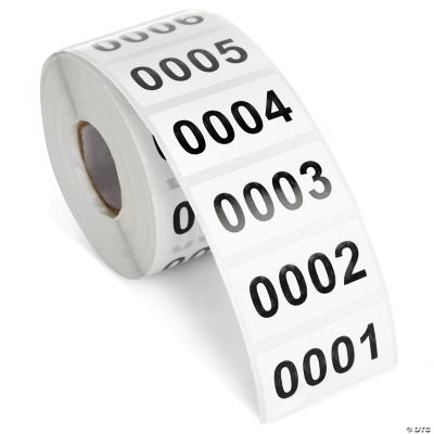 0001-1000 Count Inventory Numbered Stickers Roll, Self-Adhesive ...
