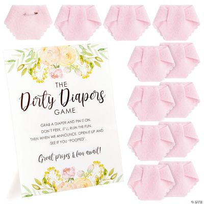 Dirty Diaper Baby Shower Game for Girl with 12 Mini Pink Diapers, 8.5 x ...