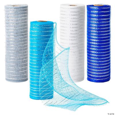 4 Pack 10 Inch Deco Mesh Ribbon Rolls for Easter Wreath, Craft Mesh in