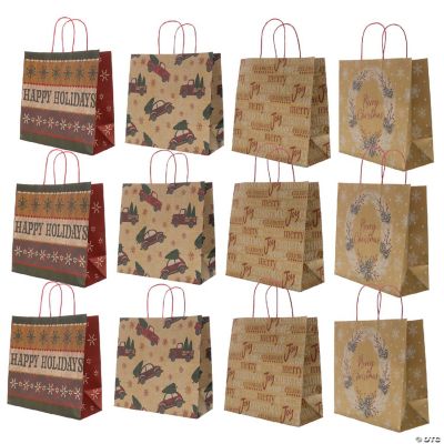 Aazon.co: Tenceur 100 Pcs Christas Gift Bags Bulk With Handles Reusable Kraft Gift Bag - View #5