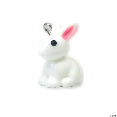 20 Pcs White 3D Rabbit Charm | Oriental Trading