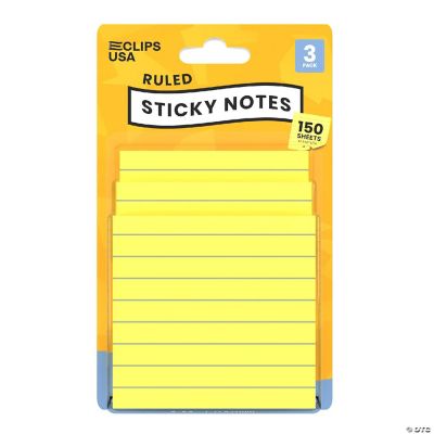 E-Clips USA Yellow Ruled Sticky Notes - 3 X 3 Inches, 150 (3 Pads Of 50 ...