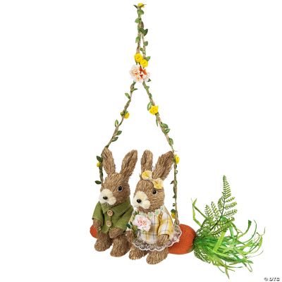 Rabbits on Carrot-Shaped Swing Easter Hanging Decoration - 17