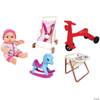 Lissi 8'' Baby Doll Set with Scooter, Pushchair, Rocker & Highchair ...