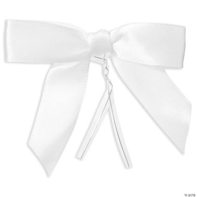 100-Pack White Satin Ribbon Twist Tie Bows For Gift Wrapping Crafts, 2 ...