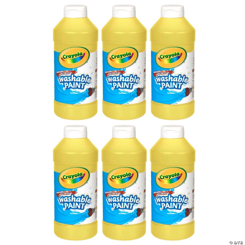 Crayola Washable Paint, Yellow, 16 oz. Bottles, Pack of 6