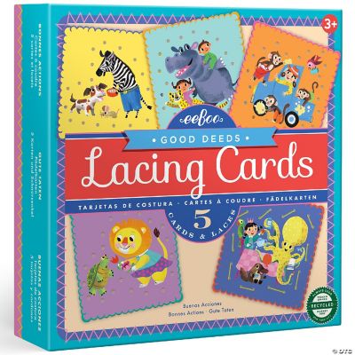 Eeboo Good Deeds Lacing Cards/ Set Of 5 Cards/ Ages 5+ | Oriental Trading