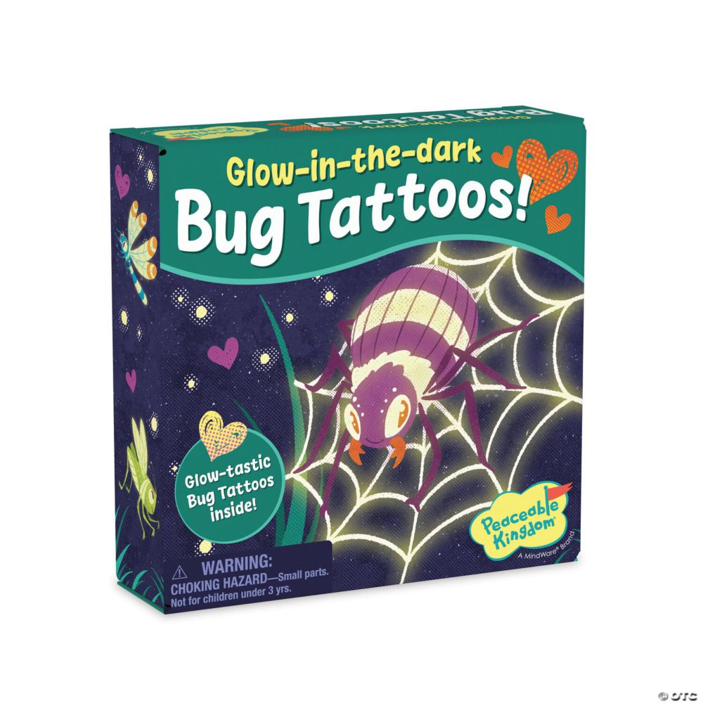 Peaceable Kingdom Glow-in-the-Dark Bug Tattoos Valentines: Set of 28 From MindWare