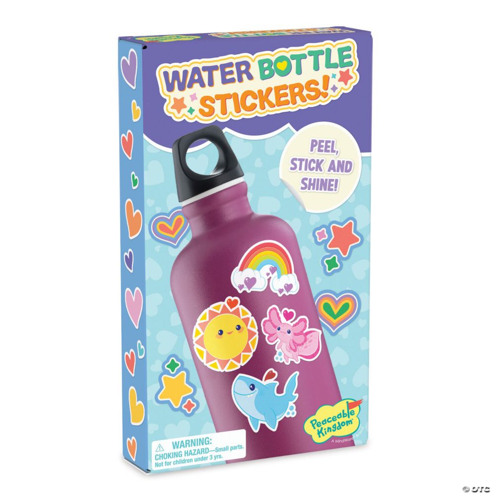 Peaceable Kingdom Water Bottle Sticker Valentines - 28 Cards & Stickers From MindWare