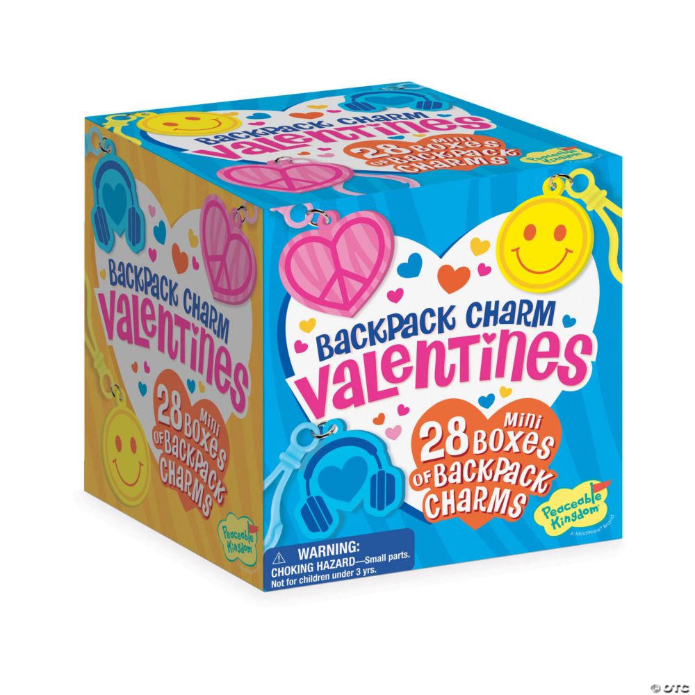 Peaceable Kingdom Backpack Charm Valentines Set of 28 From MindWare