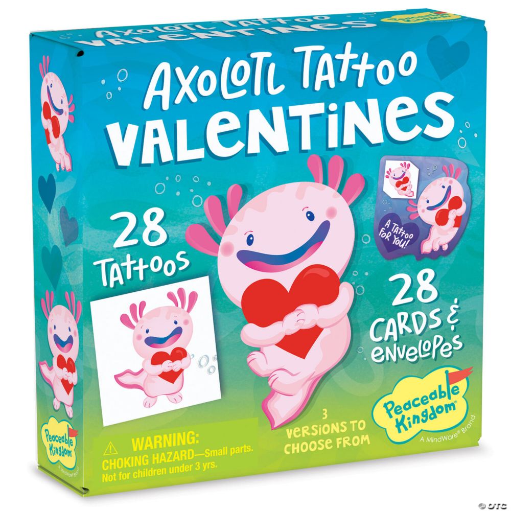 Axolotl Tattoo Valentines Set of 28 From MindWare