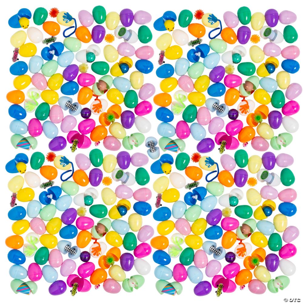 2 1/2" Mega Bulk 200 Pc. Colorful Toy-Filled Plastic Easter Eggs