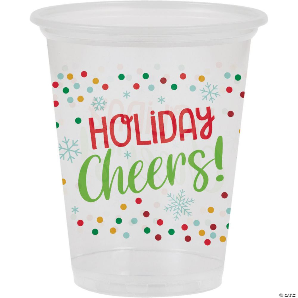16 oz. Holiday Cheers Disposable Plastic Cups - 8 Ct.
