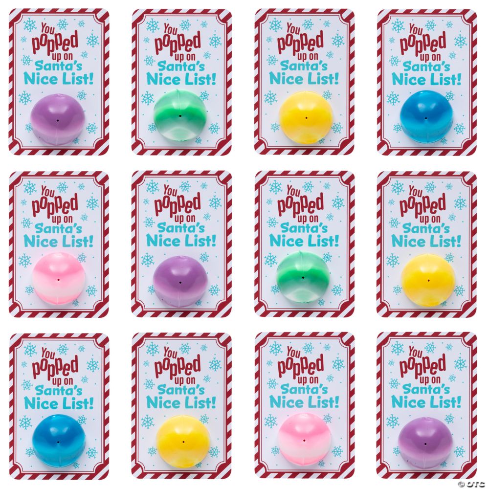 24 Pc. 1 3/4" Mini Marbleized Poppers with Christmas Handout Card for 12